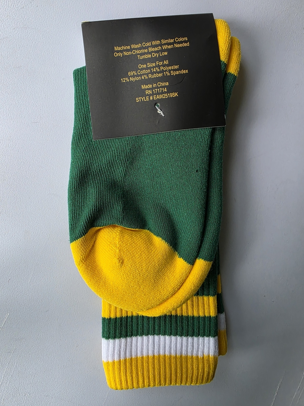 Von Dutch Green and Yellow Crew Athletic Socks - Picture 4 of 4